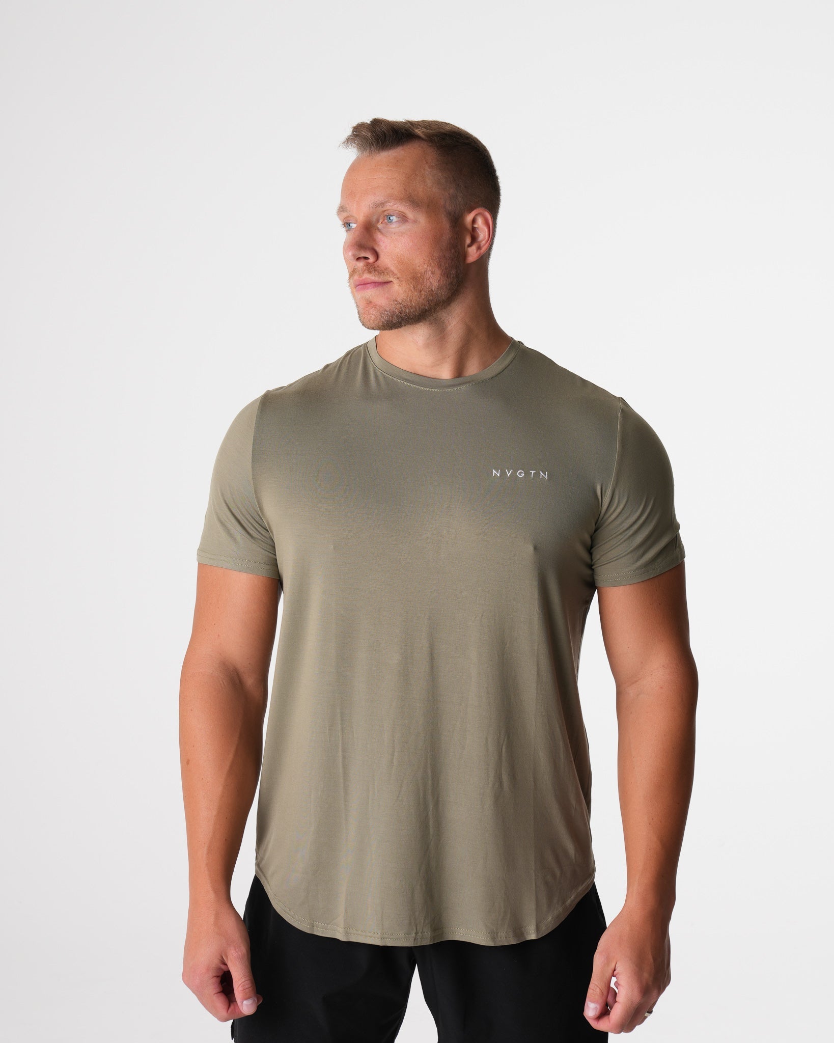 Men Sage Green Tech Fitted Tee - NVGTN