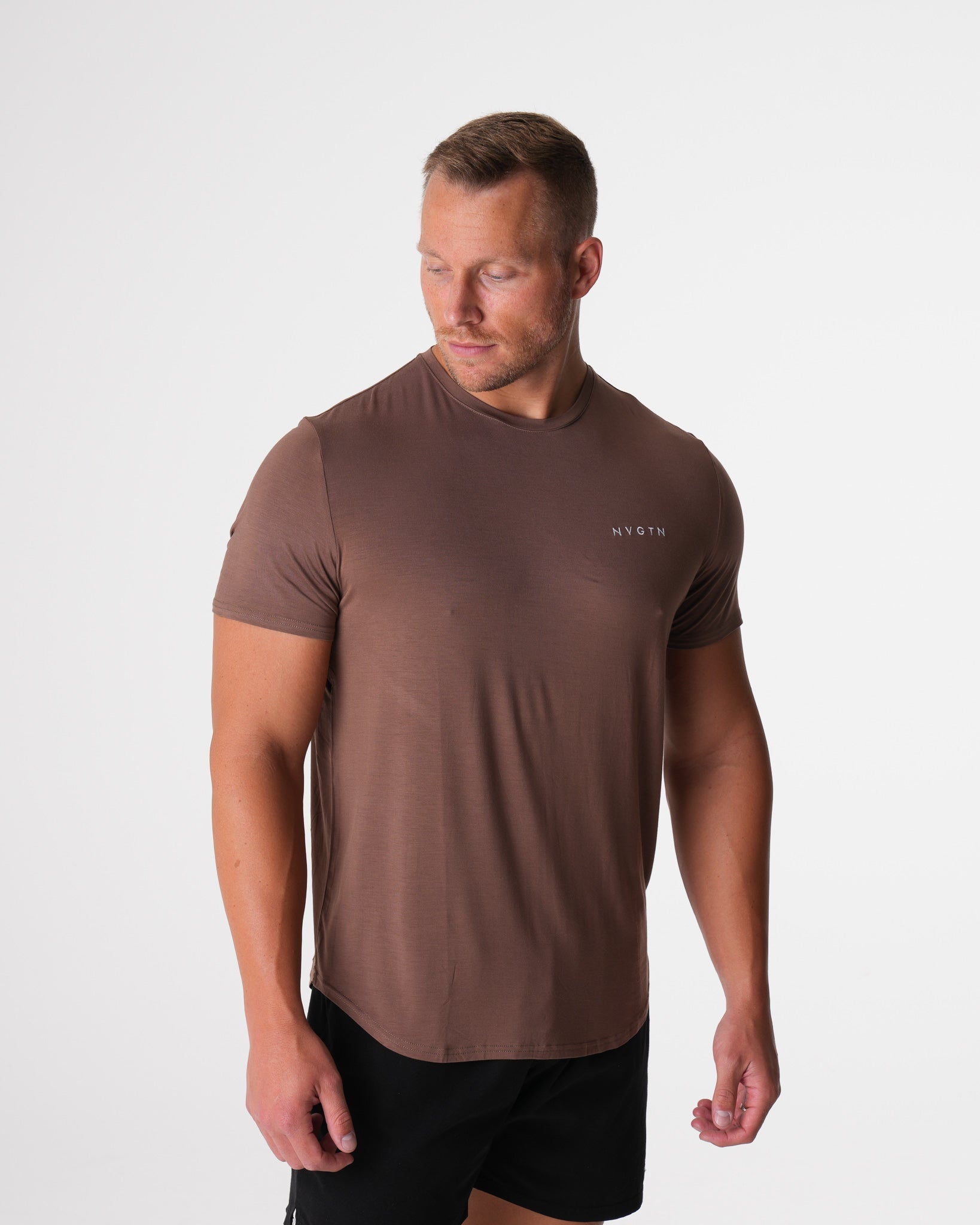 Men Mocha Tech Fitted Tee - NVGTN