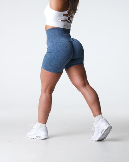 Women Slate Blue Scrunch Seamless Shorts - NVGTN