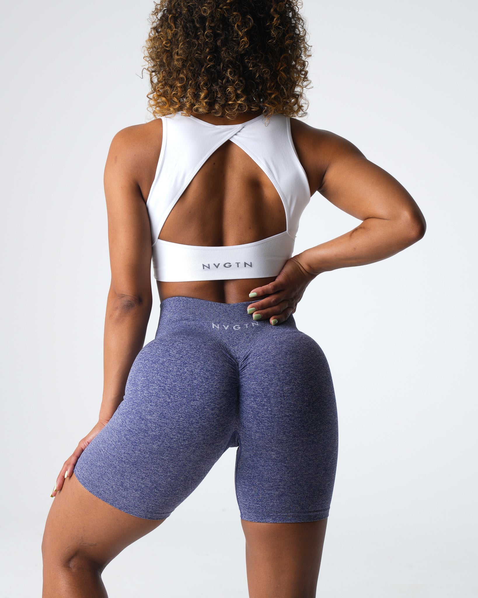 Women Indigo Scrunch Seamless Shorts - NVGTN
