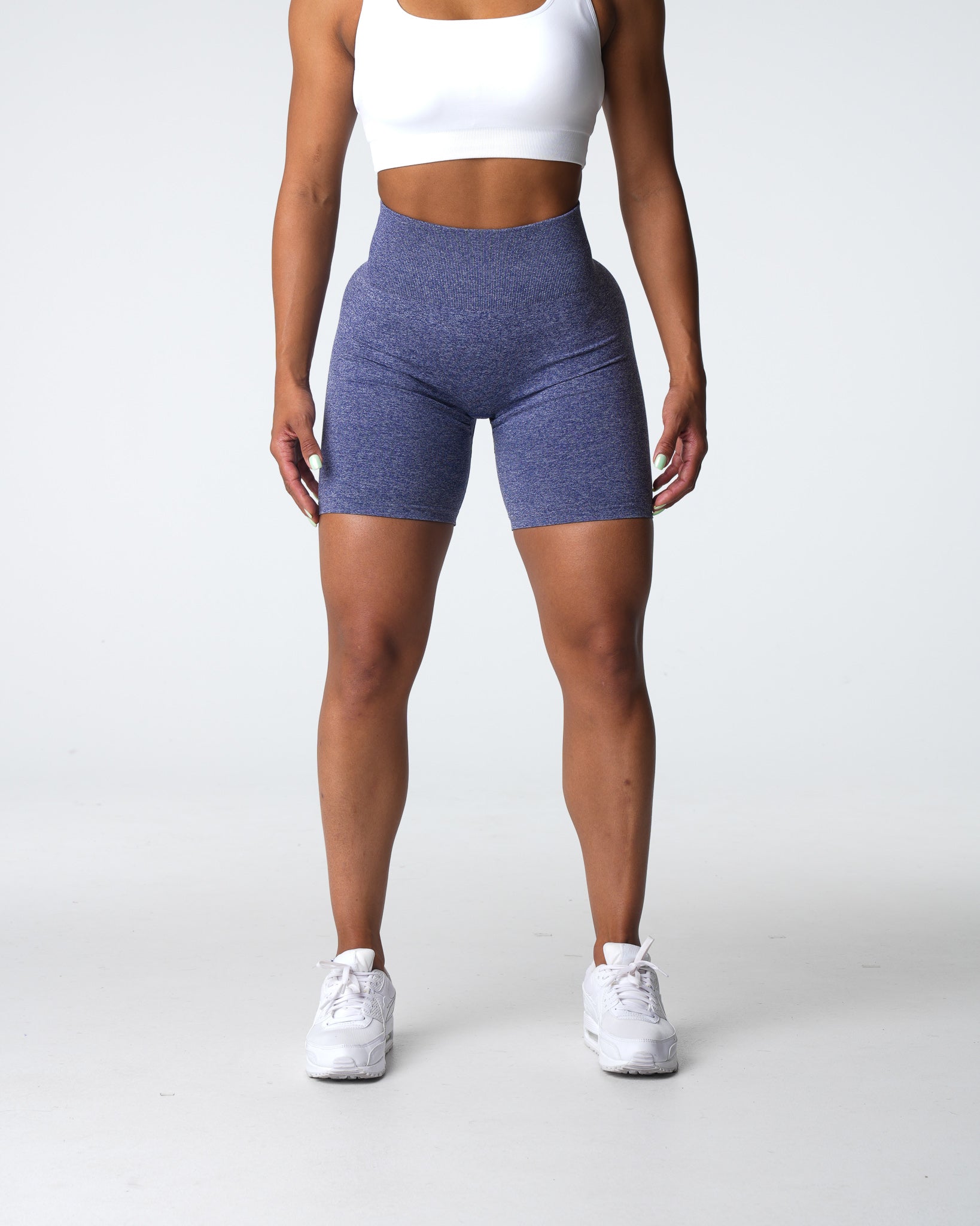 Women Indigo Scrunch Seamless Shorts - NVGTN