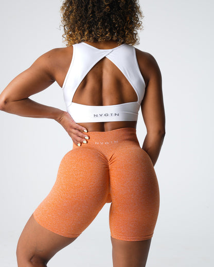 Women Burnt Orange Scrunch Seamless Shorts - NVGTN