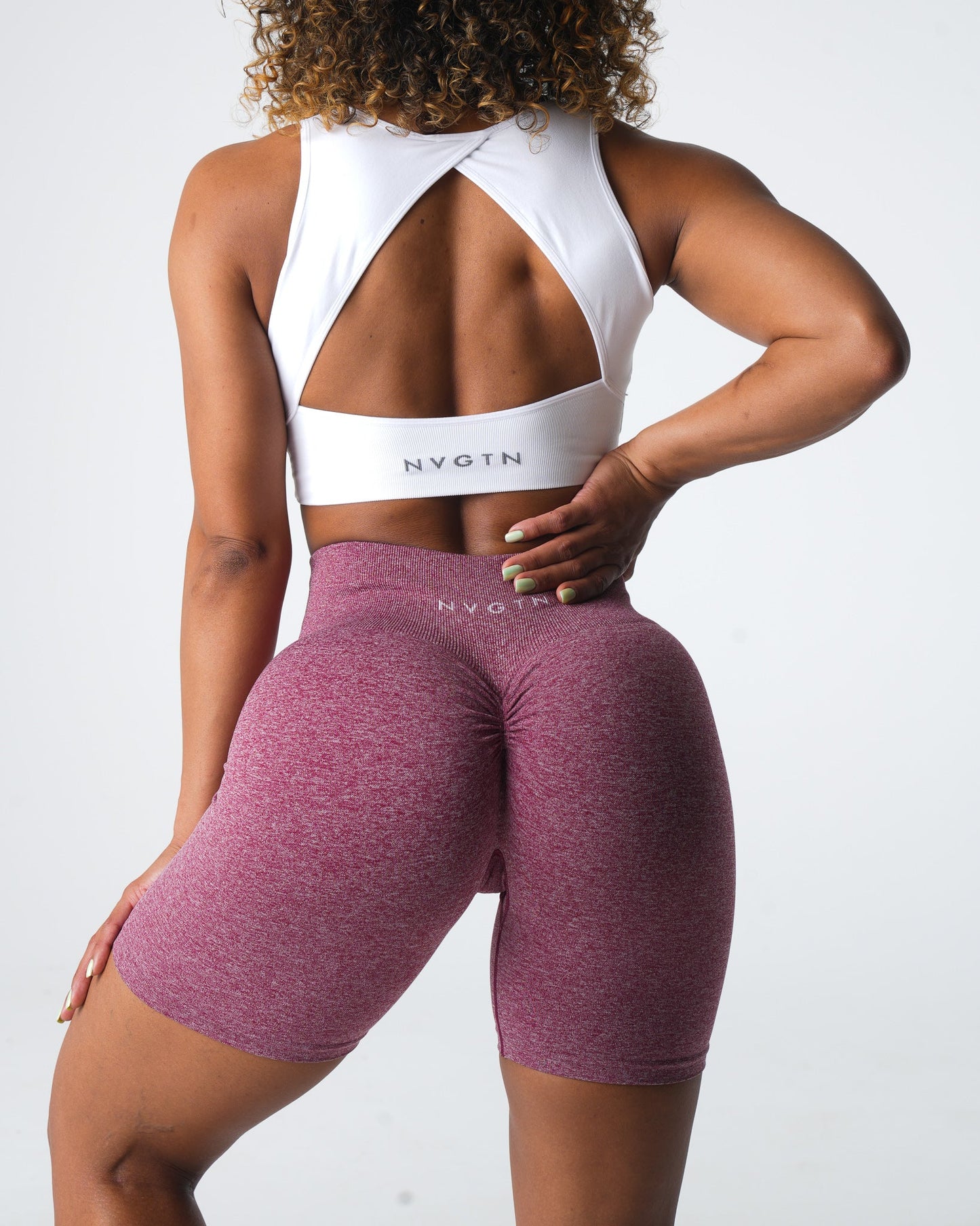 Women Maroon Scrunch Seamless Shorts - NVGTN