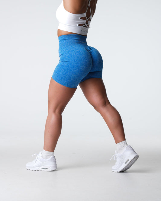 Women Ocean Blue Scrunch Seamless Shorts - NVGTN