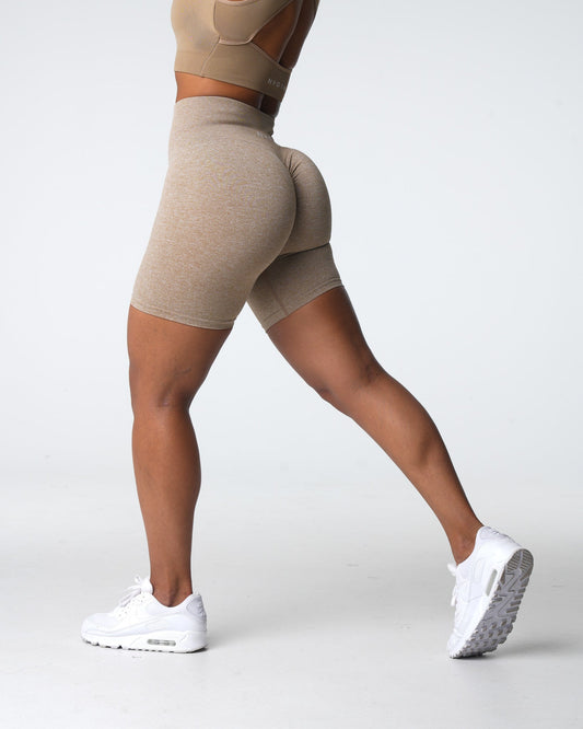 Women Beige Scrunch Seamless Shorts - NVGTN