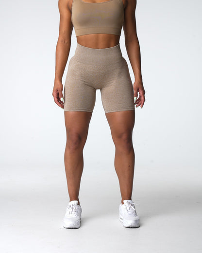 Women Beige Scrunch Seamless Shorts - NVGTN
