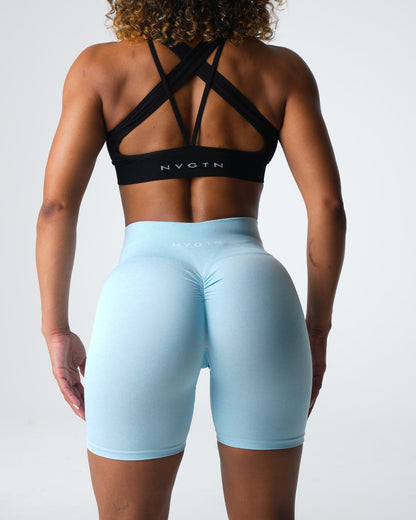 Women Pastel Blue Scrunch Seamless Shorts - NVGTN