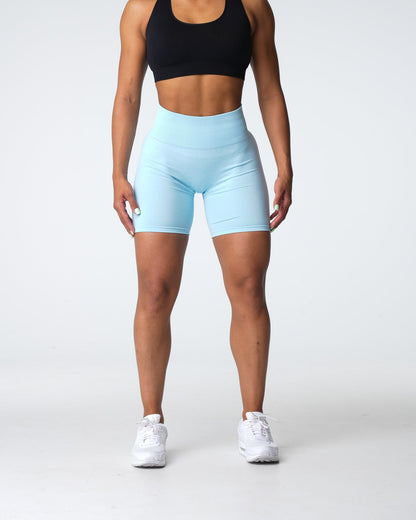 Women Pastel Blue Scrunch Seamless Shorts - NVGTN
