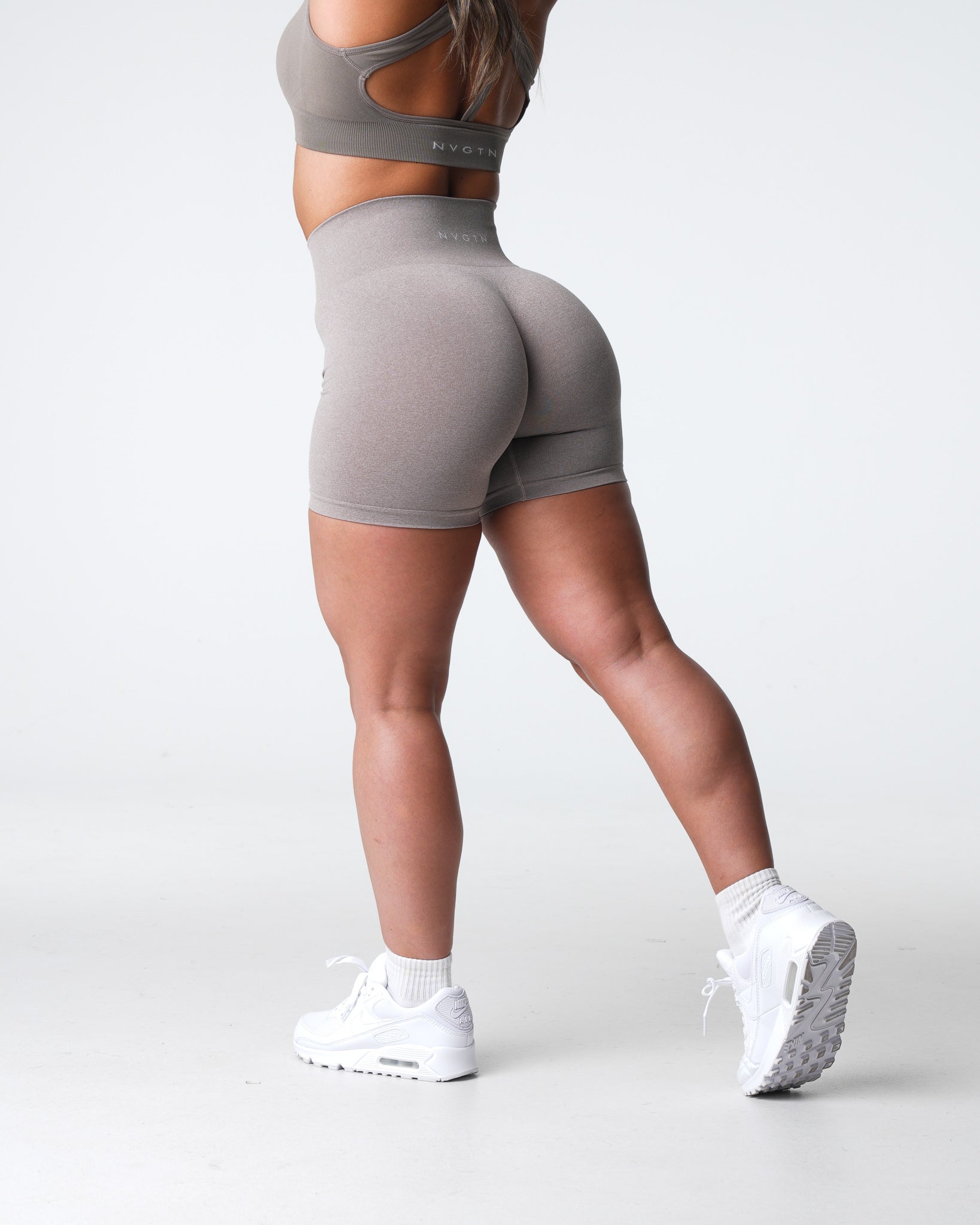 Women Taupe Pro Seamless Shorts - NVGTN