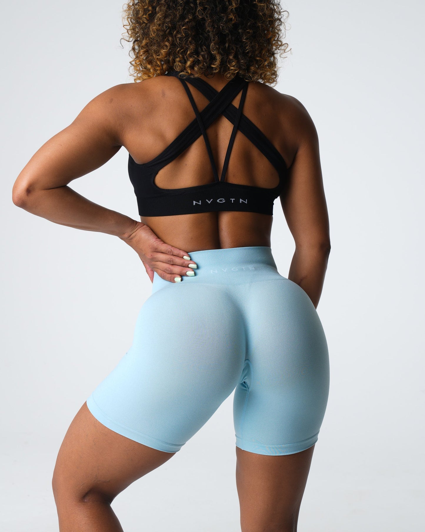 Women Pastel Blue Pro Seamless Shorts - NVGTN