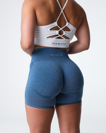 Women Slate Blue Contour Seamless Shorts - NVGTN