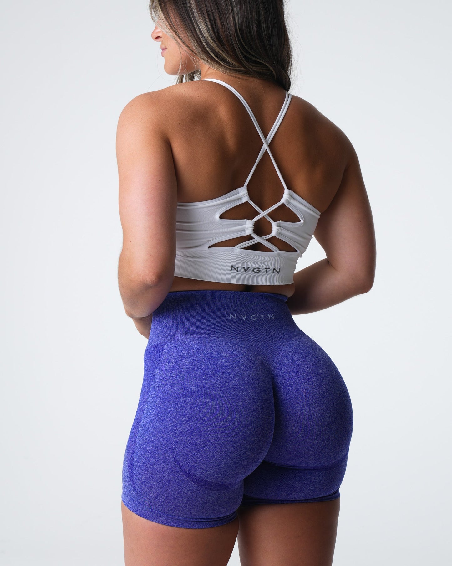 Women Electric Blue Contour Seamless Shorts - NVGTN