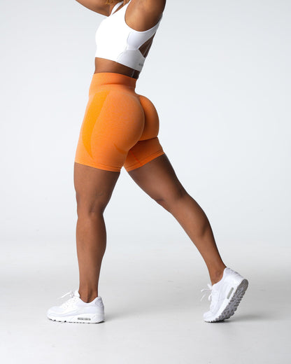 Women Sunset Orange Contour Seamless Shorts - NVGTN