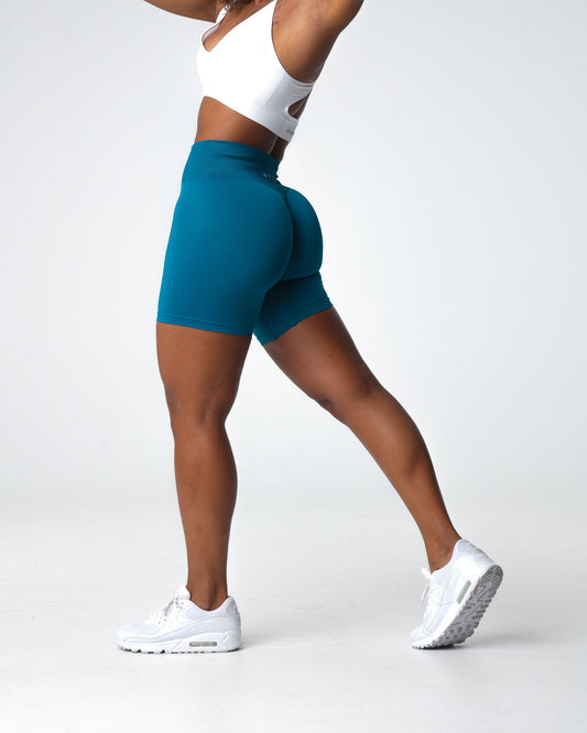 Women French Blue Solid Seamless Shorts - NVGTN