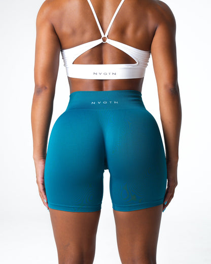 Women French Blue Solid Seamless Shorts - NVGTN