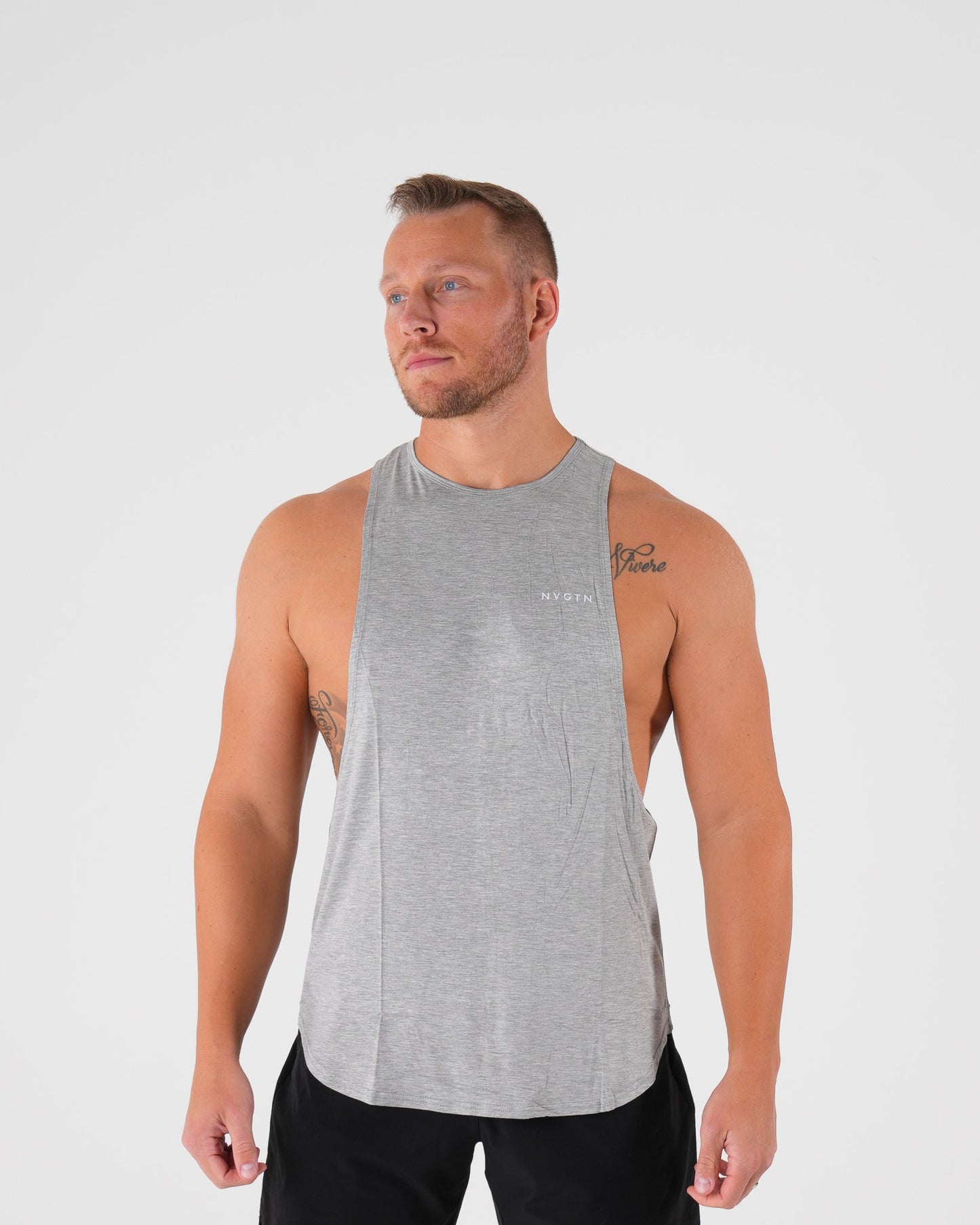 Men Grey Tech Edge Tank - NVGTN