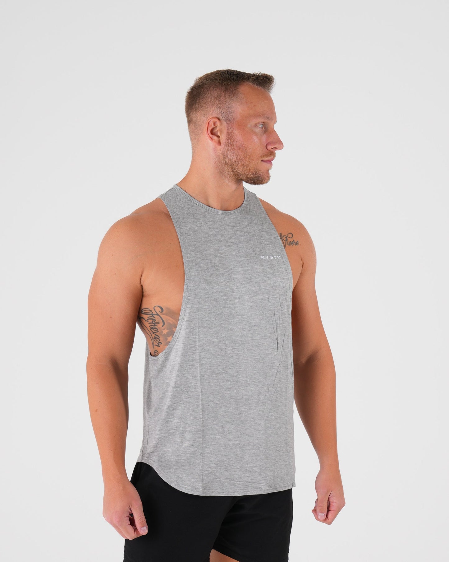 Men Grey Tech Edge Tank - NVGTN