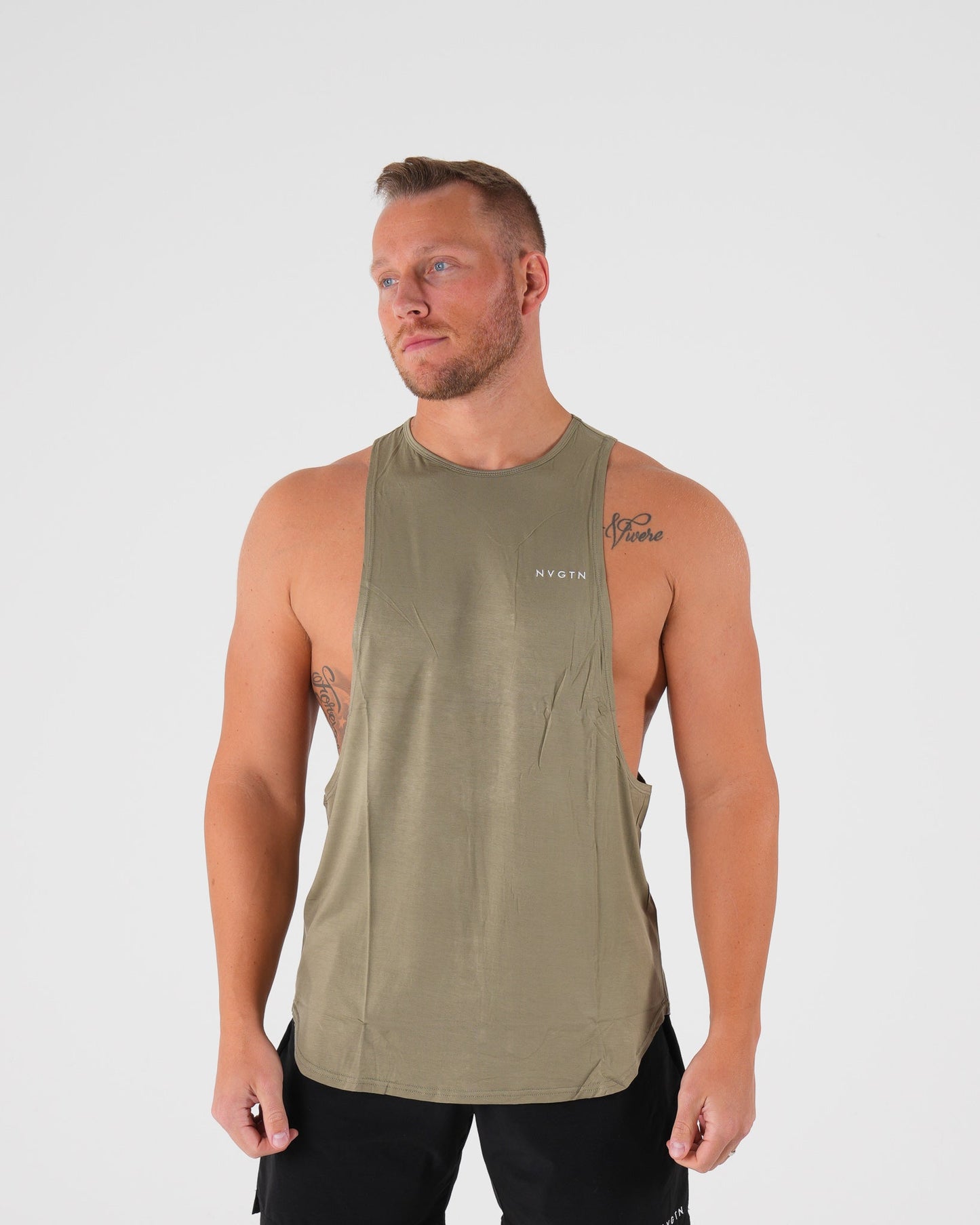 Men Sage Green Tech Edge Tank - NVGTN