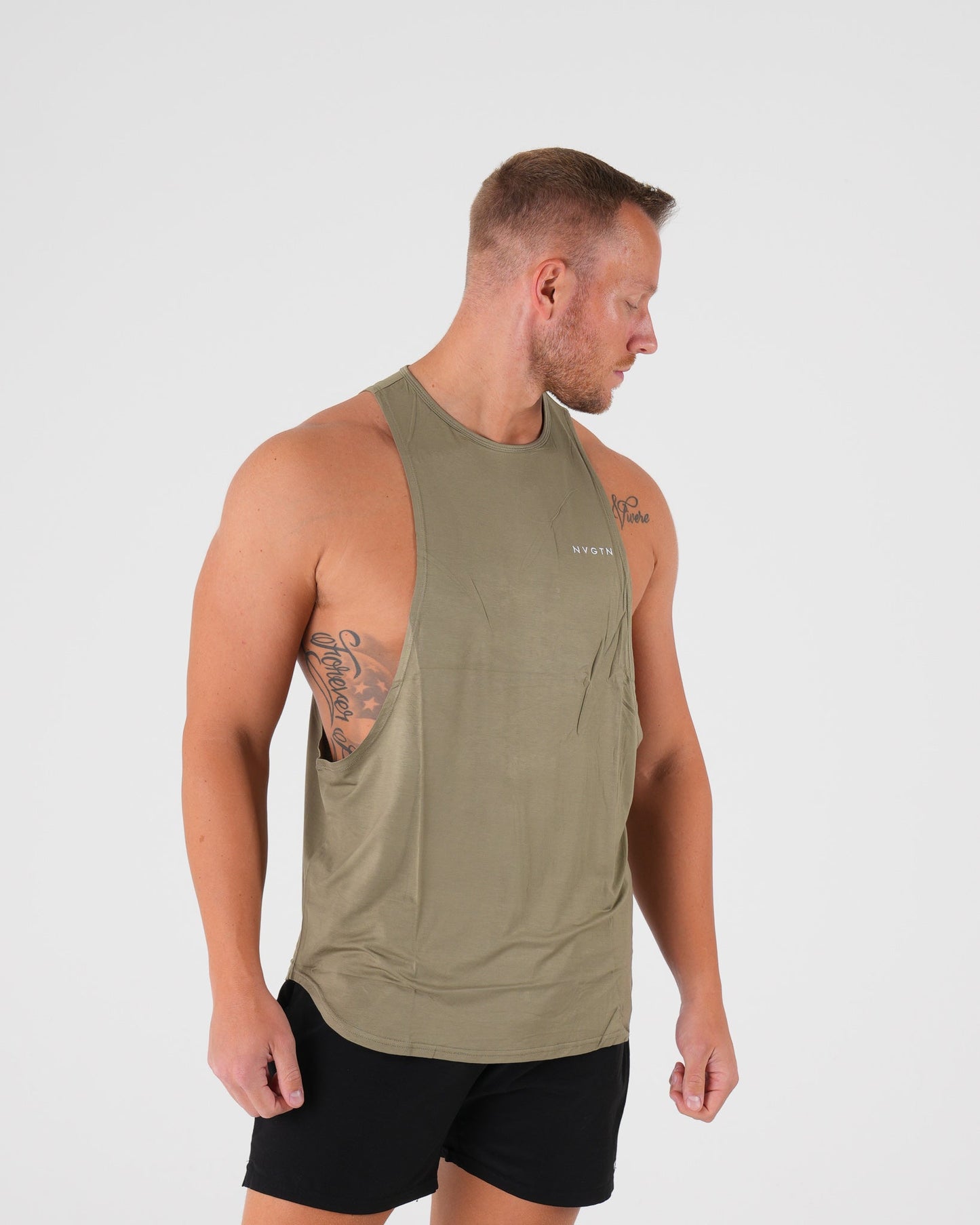Men Sage Green Tech Edge Tank - NVGTN