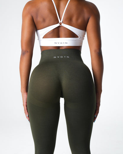 Women Olive Performance Seamless Leggings - NVGTN