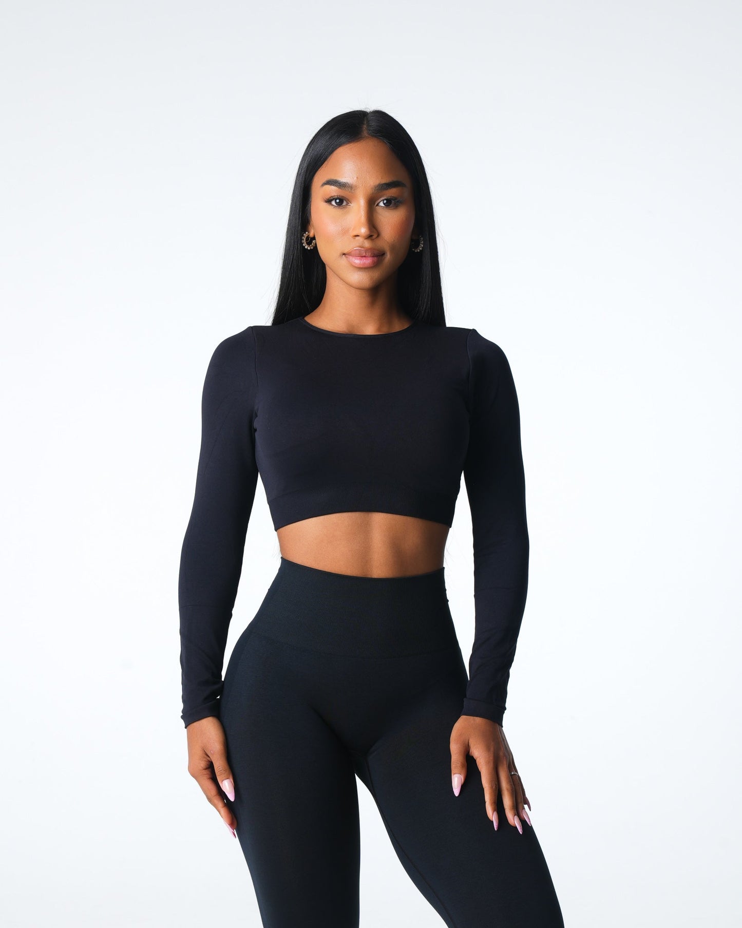 Women Black Journey Long Sleeve Seamless Bra Top - NVGTN