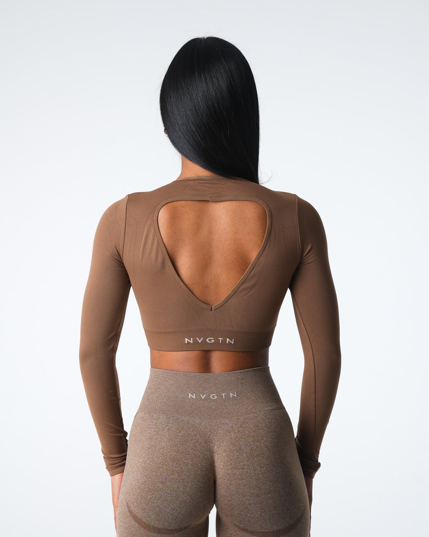 Women Mocha Journey Long Sleeve Seamless Bra Top - NVGTN