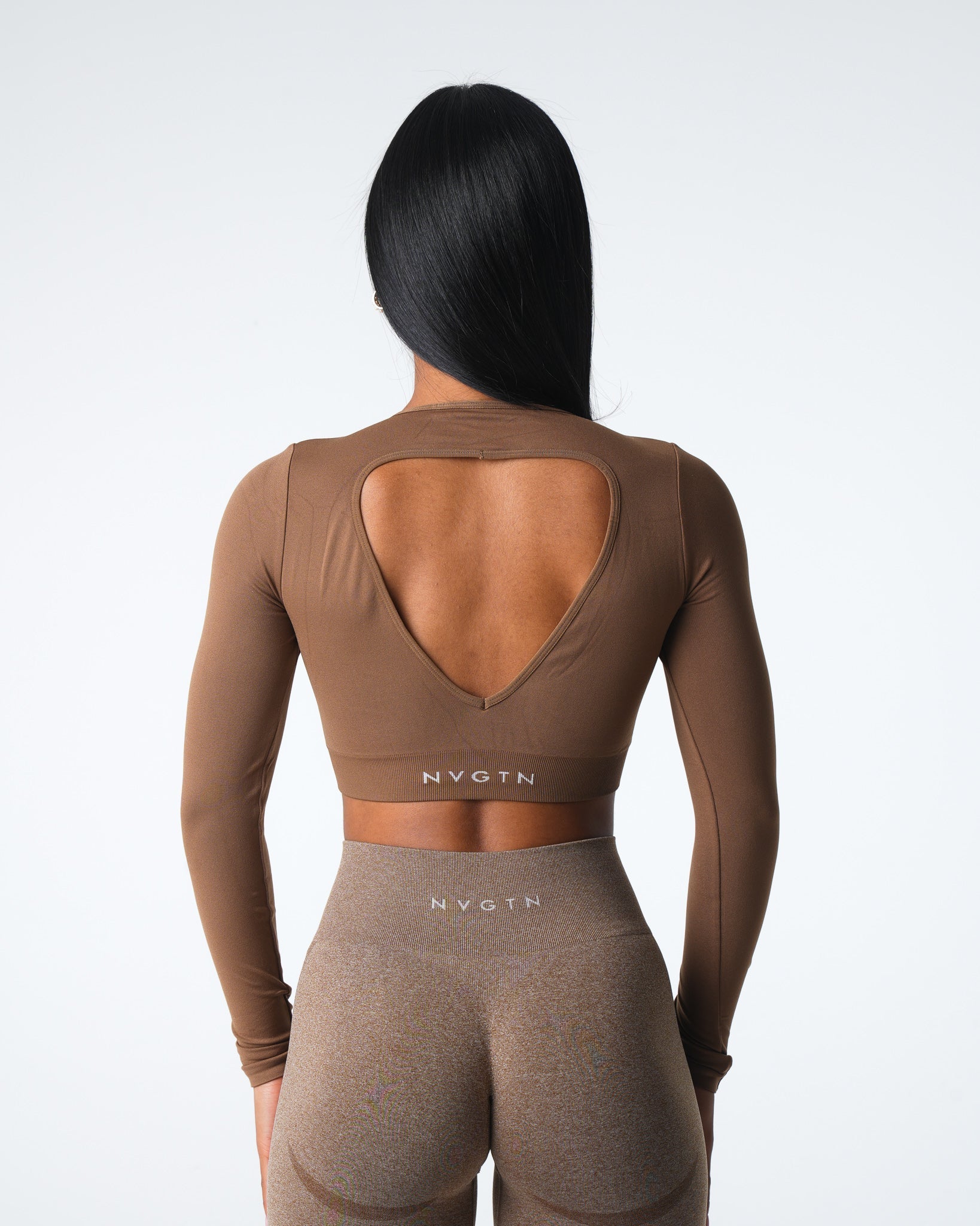 Women Mocha Journey Long Sleeve Seamless Bra Top - NVGTN