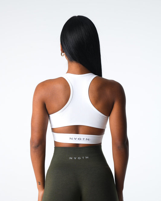 Women White Rise Seamless Bra - NVGTN