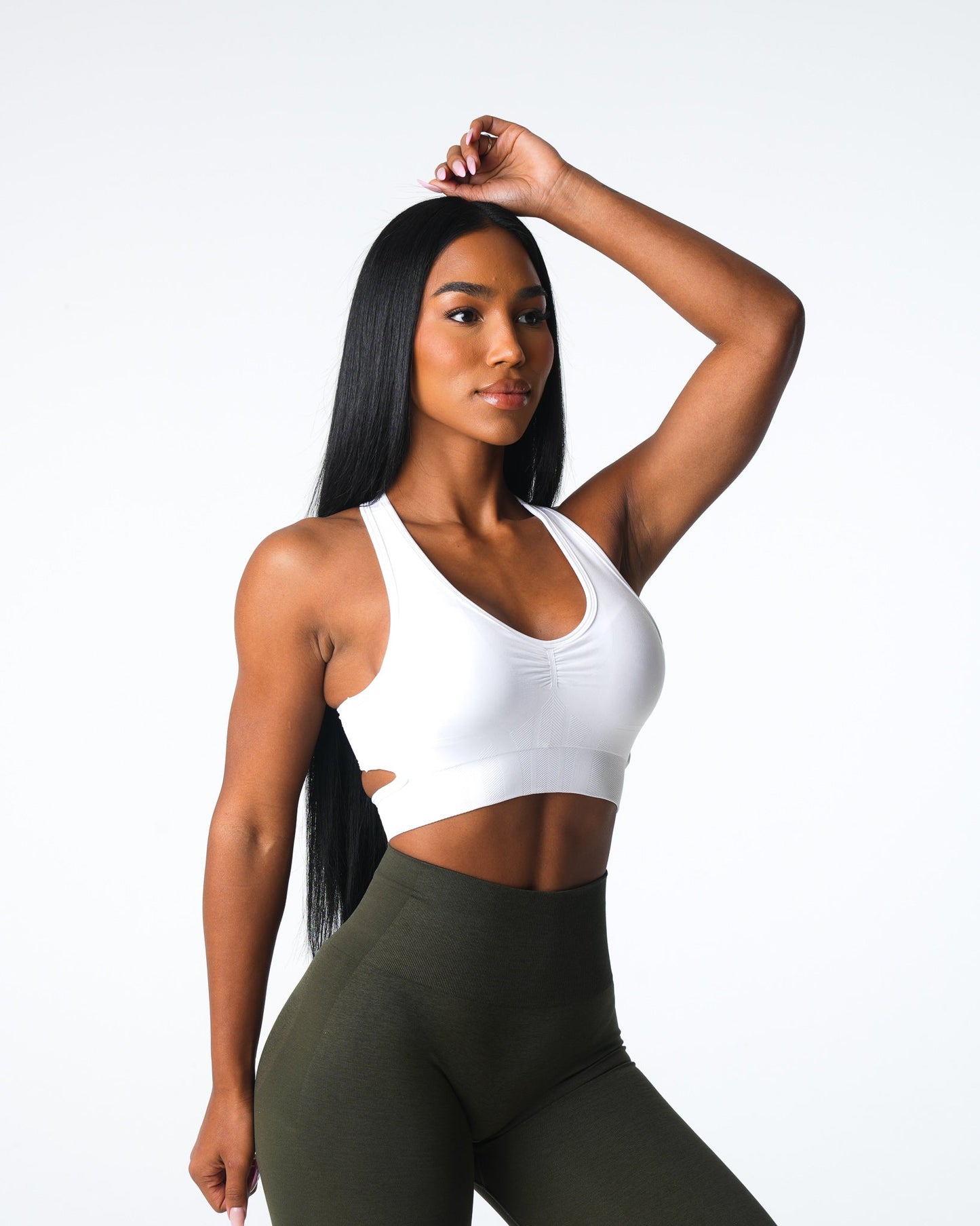 Women White Rise Seamless Bra - NVGTN