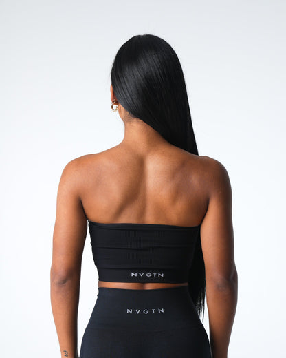 Women Black Conquer Ribbed Seamless Bra - NVGTN