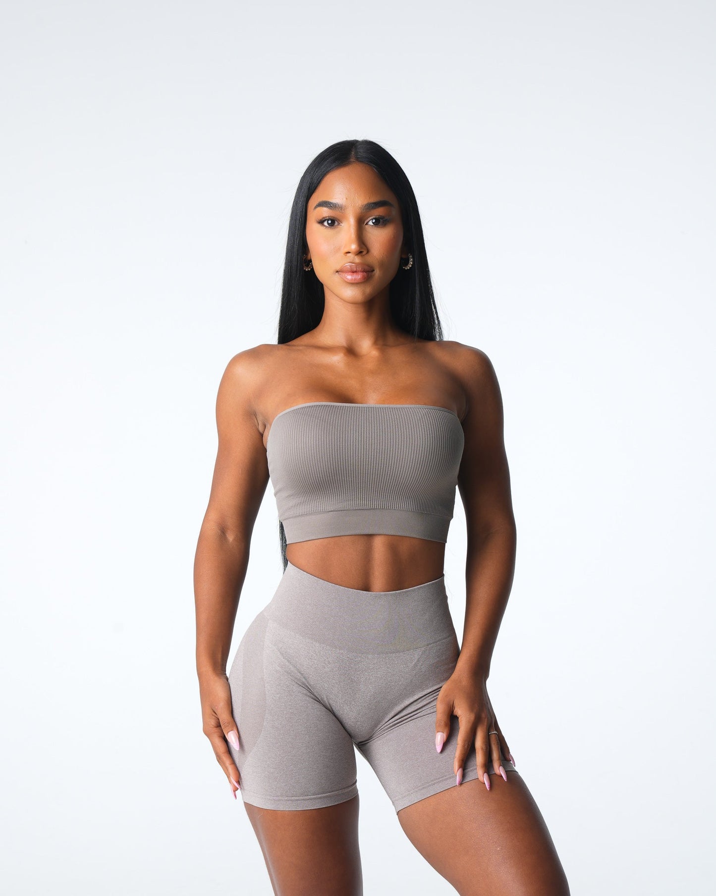 Women Taupe Conquer Ribbed Seamless Bra - NVGTN