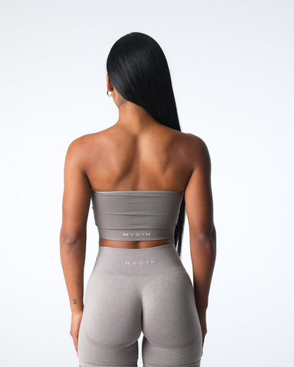 Women Taupe Conquer Ribbed Seamless Bra - NVGTN