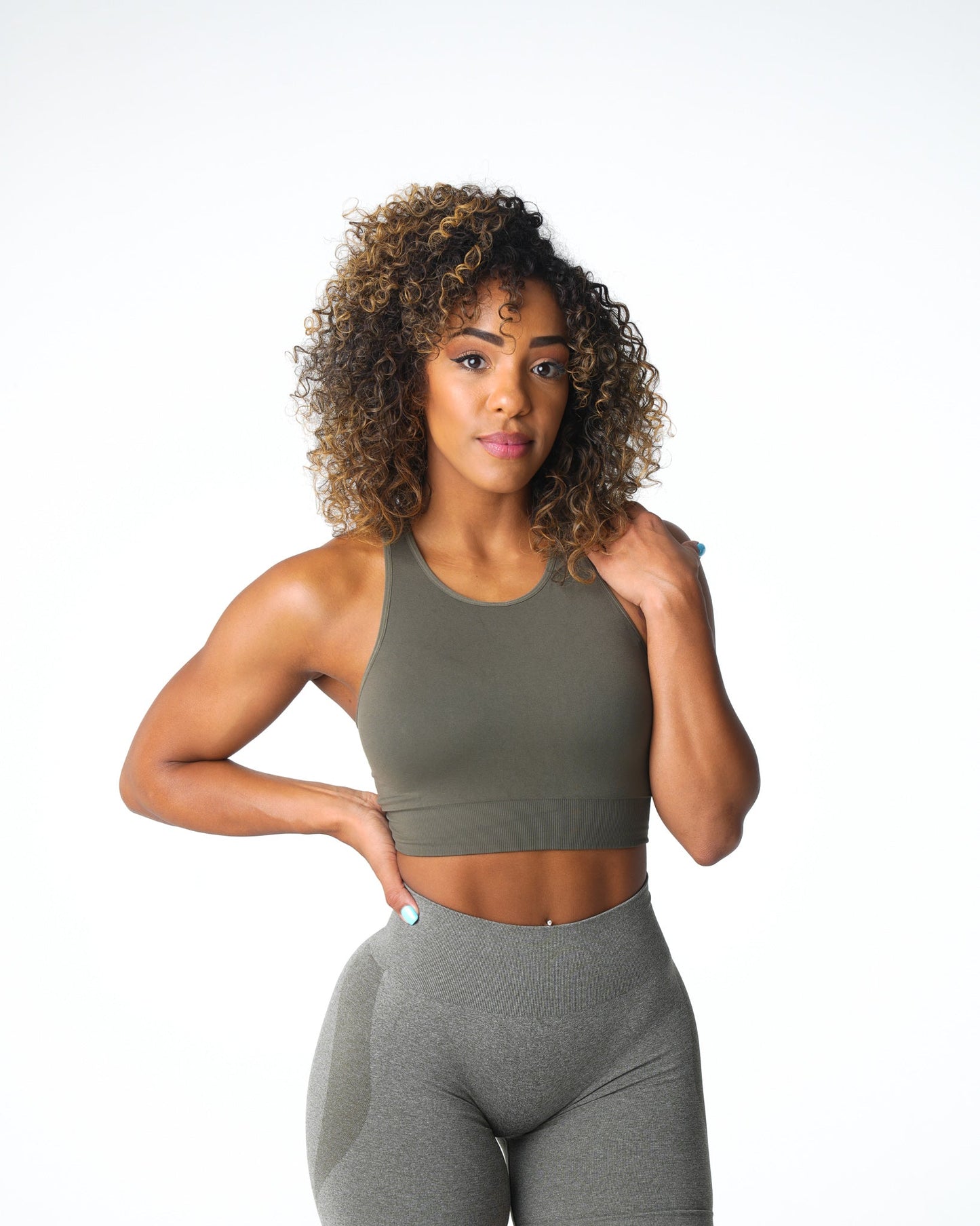 Women Khaki Green Resilience Seamless Bra - NVGTN