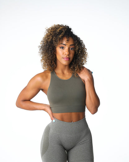 Women Khaki Green Resilience Seamless Bra - NVGTN