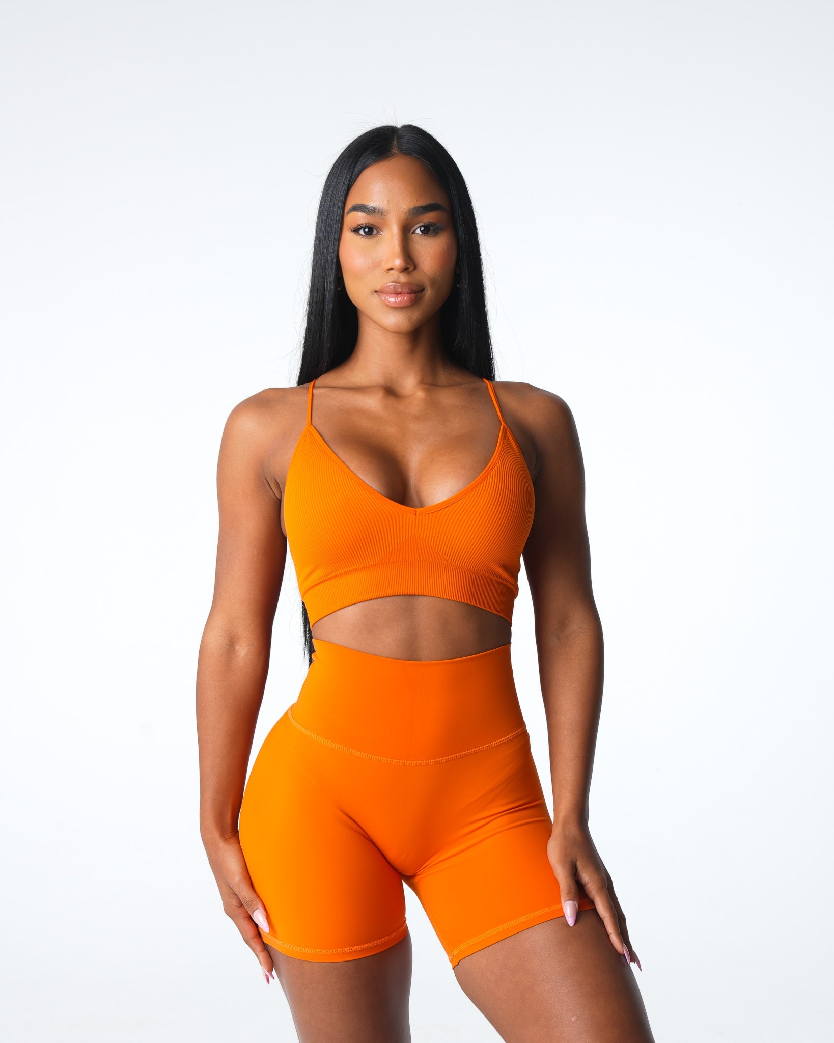 Women Pumpkin Spice Glimpse Ribbed Seamless Bra - NVGTN