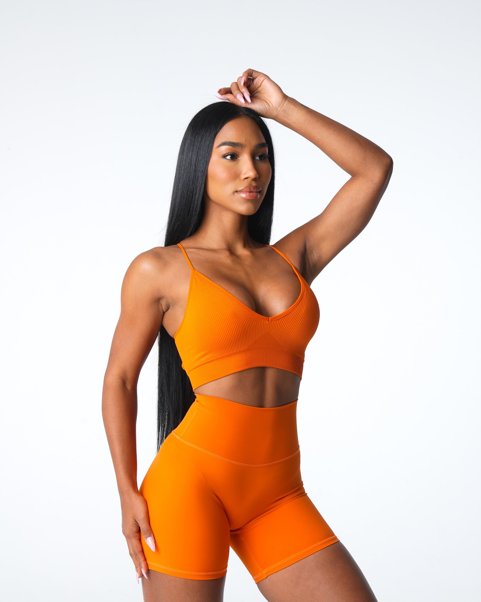 Women Pumpkin Spice Glimpse Ribbed Seamless Bra - NVGTN
