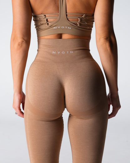 Women Beige Performance Seamless Leggings - NVGTN