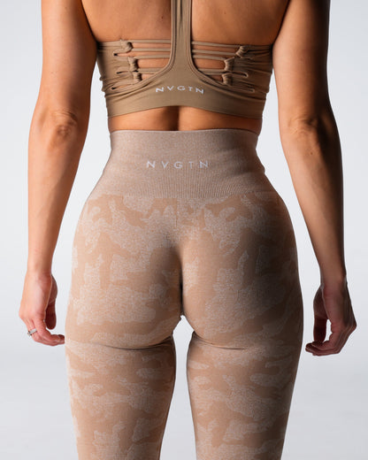 Women Beige Camo Seamless Leggings - NVGTN