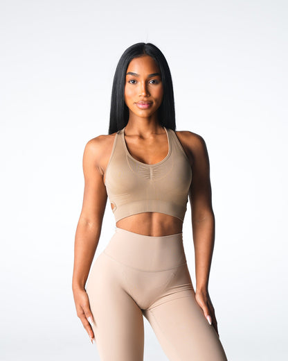 Women Beige Rise Seamless Bra - NVGTN
