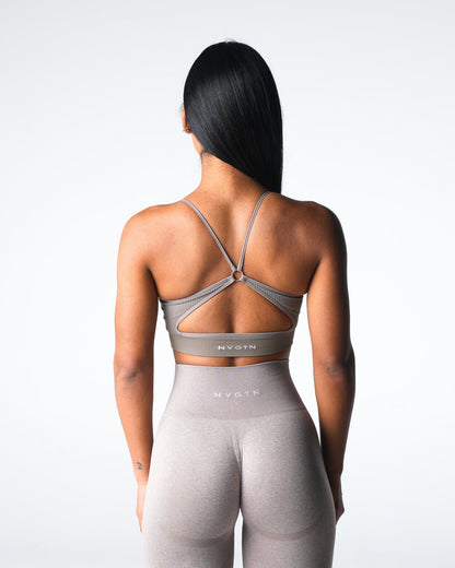 Women Taupe Glimpse Ribbed Seamless Bra - NVGTN
