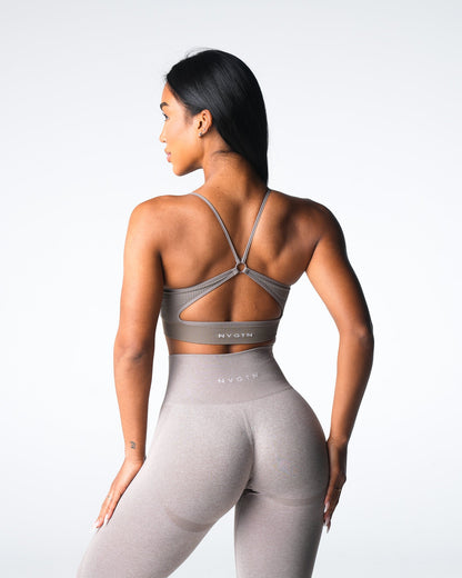 Women Taupe Glimpse Ribbed Seamless Bra - NVGTN