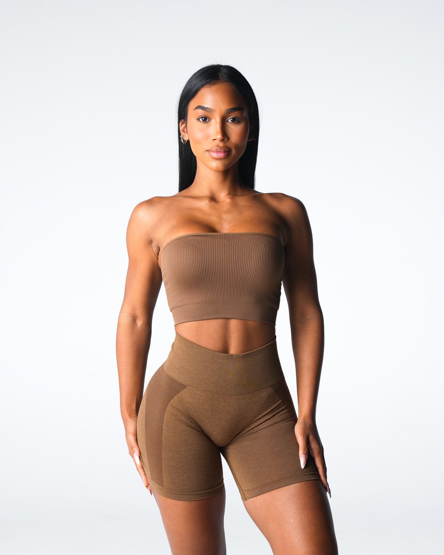 Women Mocha Conquer Ribbed Seamless Bra - NVGTN