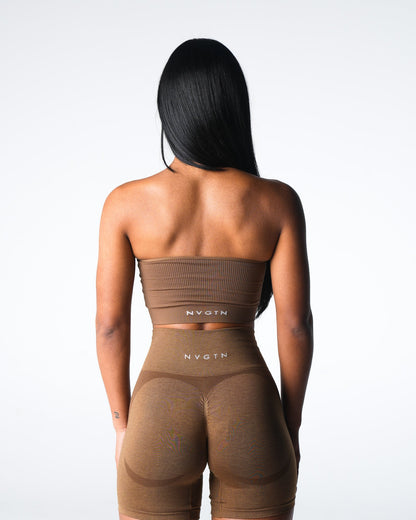 Women Mocha Conquer Ribbed Seamless Bra - NVGTN