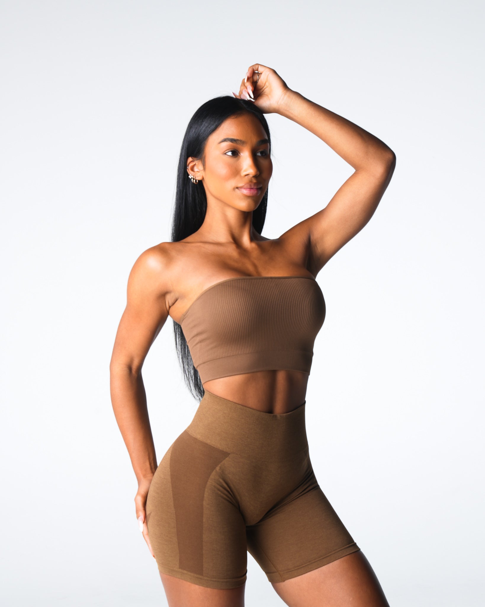Women Mocha Conquer Ribbed Seamless Bra - NVGTN