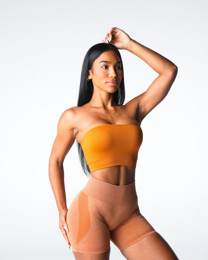 Women Terracotta Conquer Ribbed Seamless Bra - NVGTN