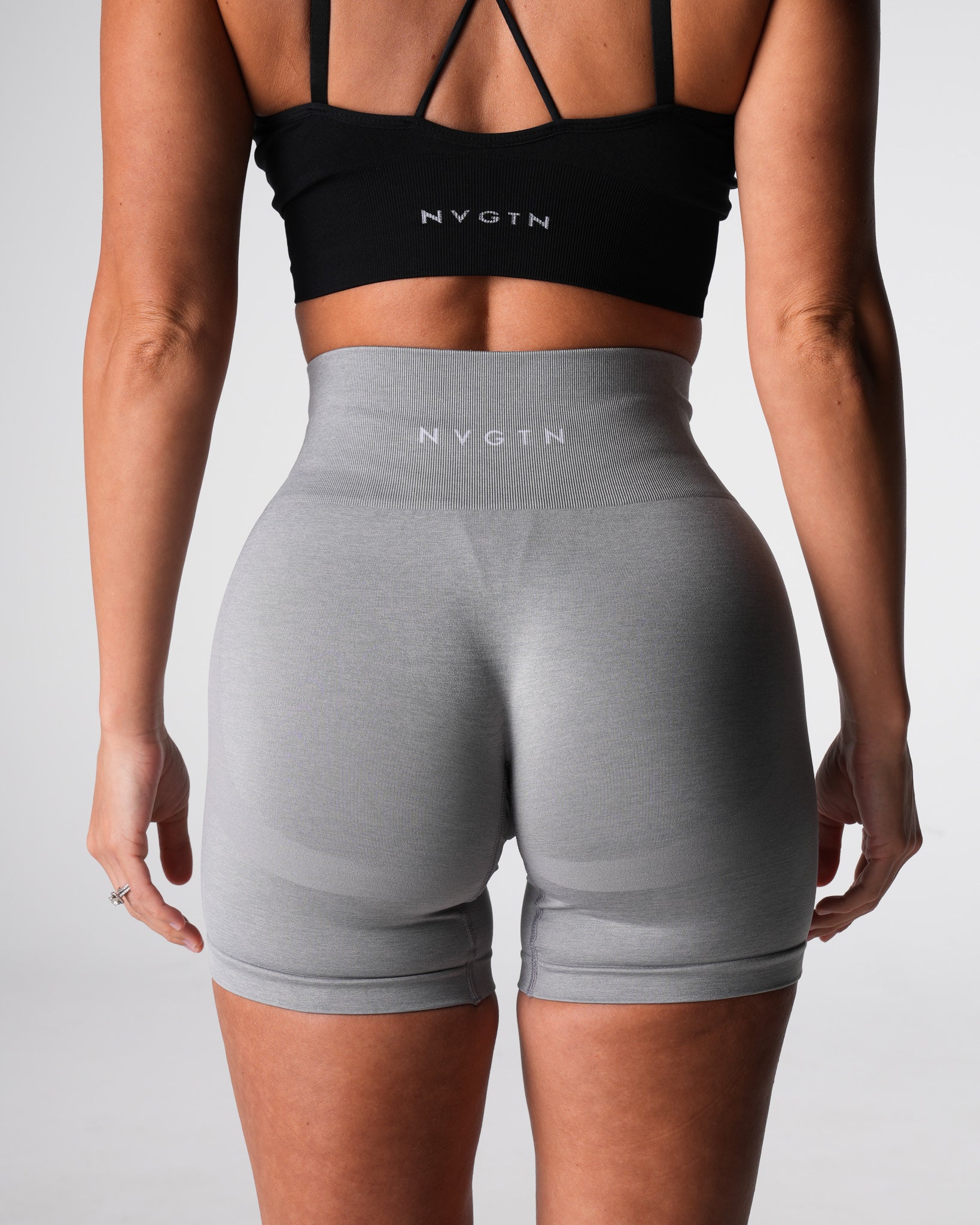 Women Grey Performance Seamless Shorts - NVGTN