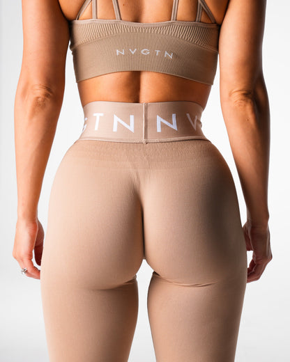 Women Beige Sport Seamless Leggings - NVGTN