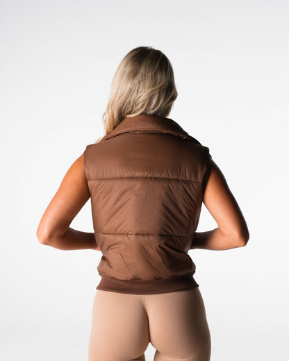 Women Brown Cloud Puffer Vest - NVGTN