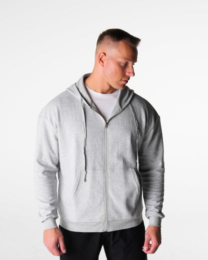 Men Light Grey Elite Full Zip Hoodie - NVGTN