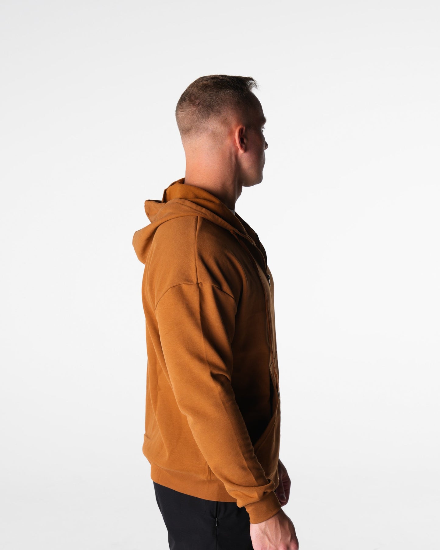 Men Copper Brown Elite Full Zip Hoodie - NVGTN
